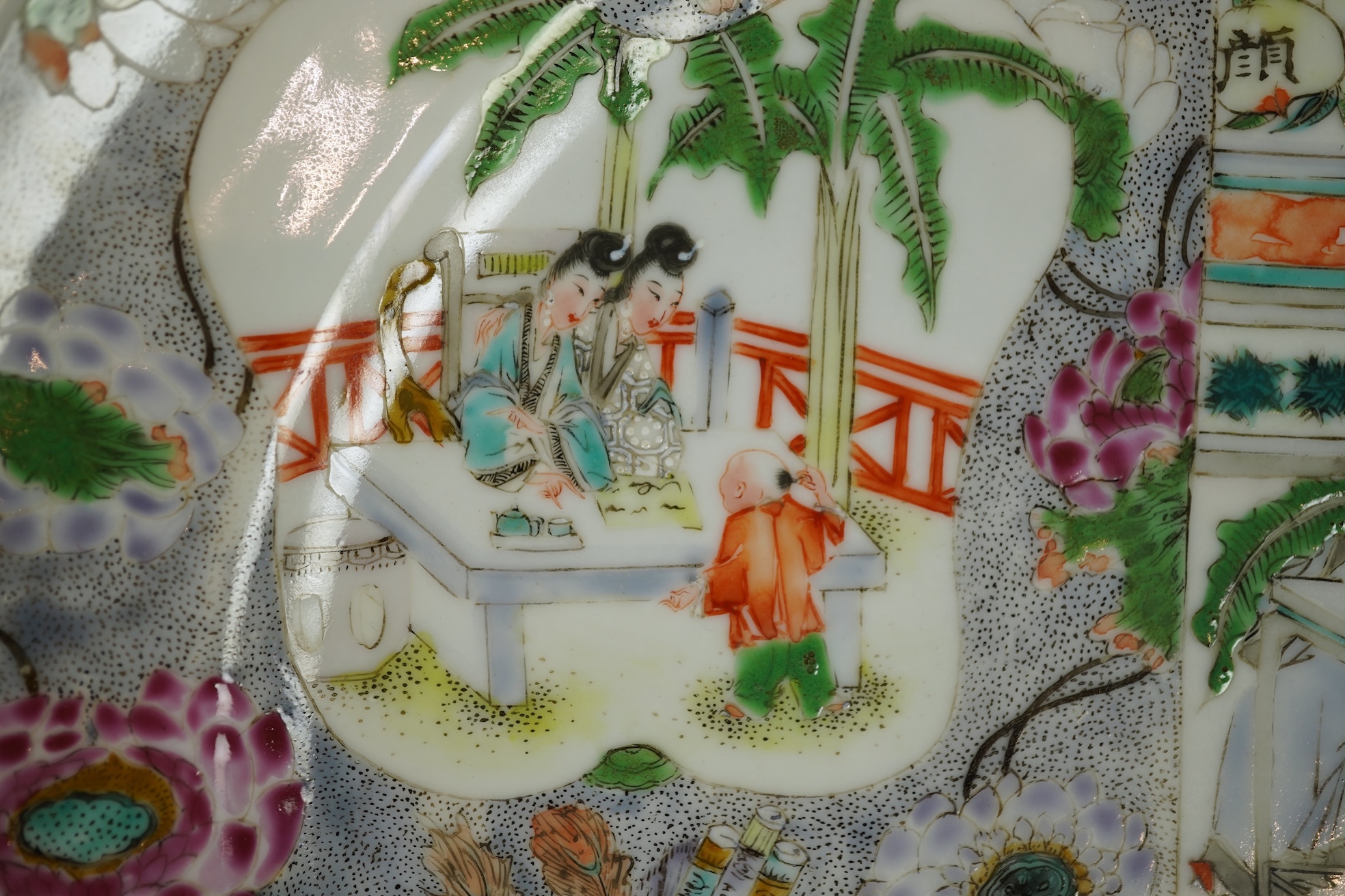 Three Chinese enamelled porcelain plates, mid 19th century